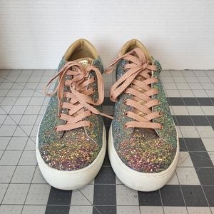 Skechers sz7.5 bronze/multi glitter lace up sneakers
